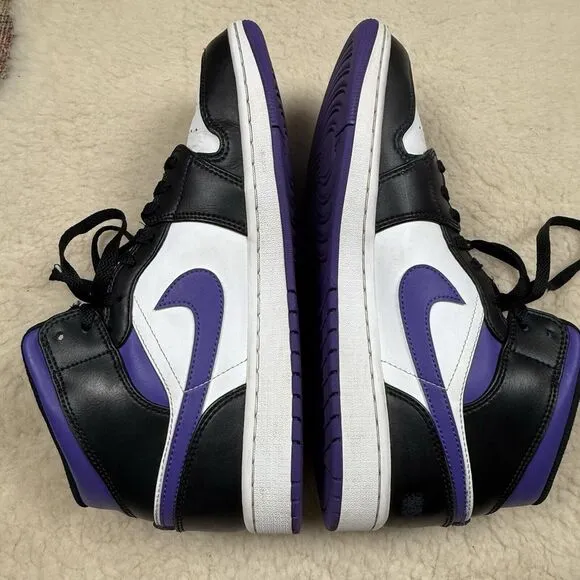 Nike Air Jordan 1 MID Black Dark Iris Court Purple Men's Size 10‎ Streetwear