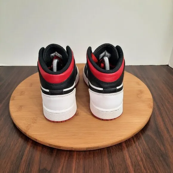 Nike Air Jordan 1 Mid Kids Size 3.5Y Shoes Gym Red Black Basketball Sneakers