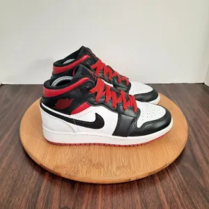 Nike Air Jordan 1 Mid Kids Size 3.5Y Shoes Gym Red Black Basketball Sneakers