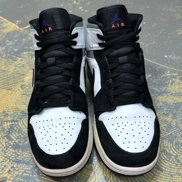 Nike Air Jordan 1 Mid SE Court Black Toe 852542-105 10 Purple