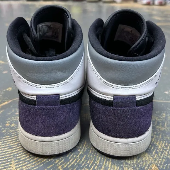 Nike Air Jordan 1 Mid SE Court Black Toe 852542-105 10 Purple