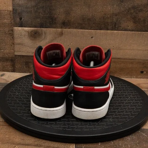 NIKE AIR JORDAN RETRO 1 MID RED BLACK WHITE BASKETBALL SNEAKERS SIZE 9.5