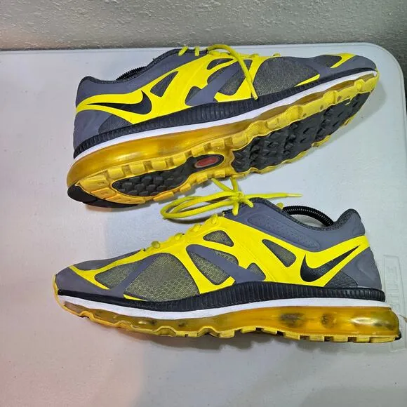 Nike Air Max  2012 Dark‎ Grey Black Chrome Yellow Shoes Men's Size 11
