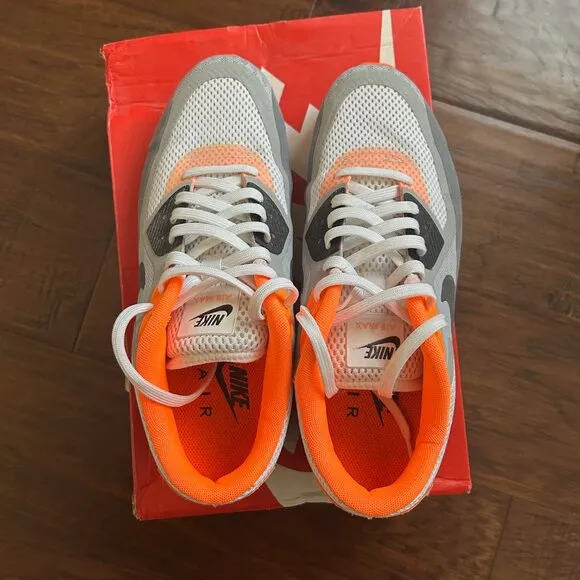 Nike Air Max 90 BR Breathe mens size 9 wolf grey and orange 644204-108 w/ box