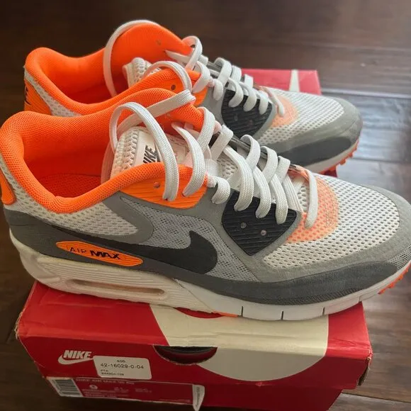 Nike Air Max 90 BR Breathe mens size 9 wolf grey and orange 644204-108 w/ box