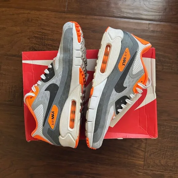 Nike Air Max 90 BR Breathe mens size 9 wolf grey and orange 644204-108 w/ box