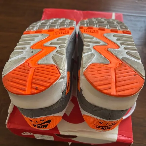 Nike Air Max 90 BR Breathe mens size 9 wolf grey and orange 644204-108 w/ box