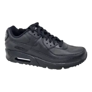 Nike Air Max 90 Triple Black Leather HF6358-001 Women's Size 8.5 GS 7Y Youth