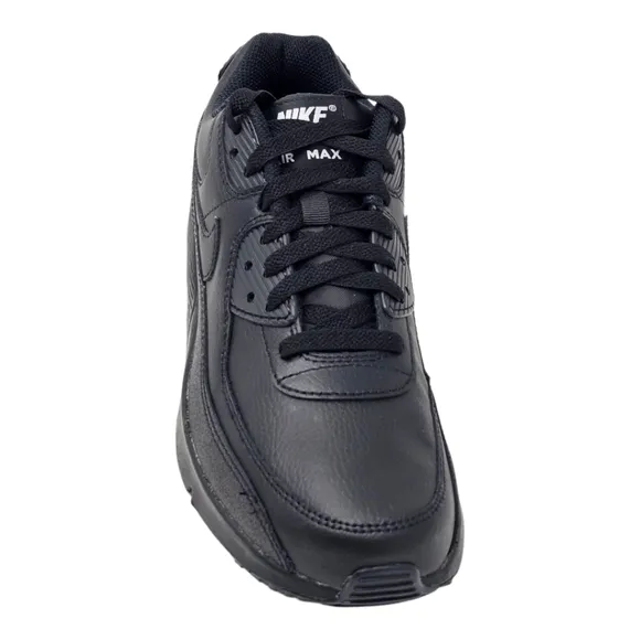 Nike Air Max 90 Triple Black Leather HF6358-001 Women's Size 8.5 GS 7Y Youth