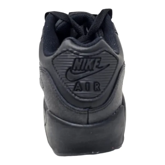 Nike Air Max 90 Triple Black Leather HF6358-001 Women's Size 8.5 GS 7Y Youth