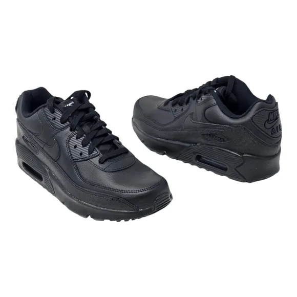 Nike Air Max 90 Triple Black Leather HF6358-001 Women's Size 8.5 GS 7Y Youth