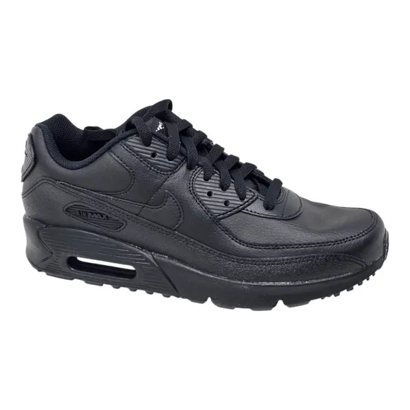 Nike Air Max 90 Triple Black Leather HF6358-001 Women's Size 8.5 GS 7Y Youth