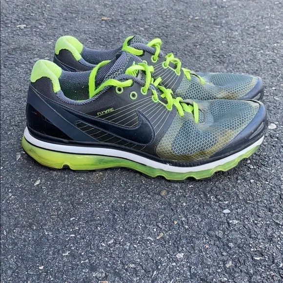 Nike Air Max Mens Flywire Shoes Size 12👟🖤💚