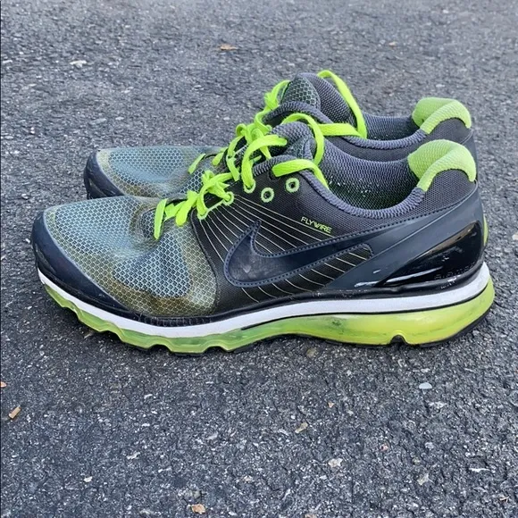 Nike Air Max Mens Flywire Shoes Size 12👟🖤💚