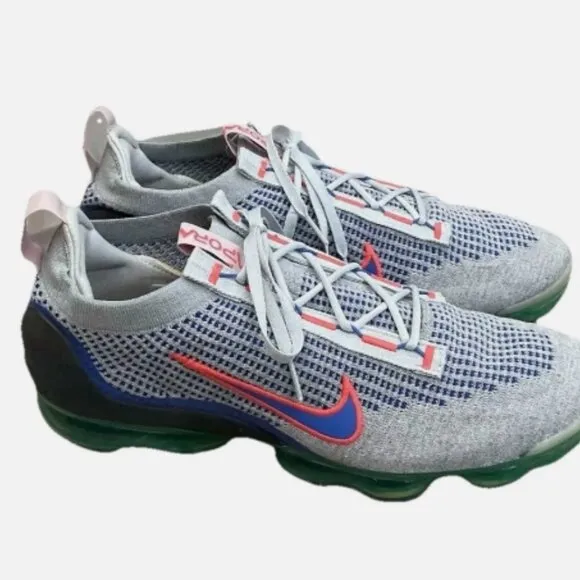 Nike Air VaporMax 2021 Flyknit Wolf Grey Medium Blue DQ3974-001 Mens Size 14