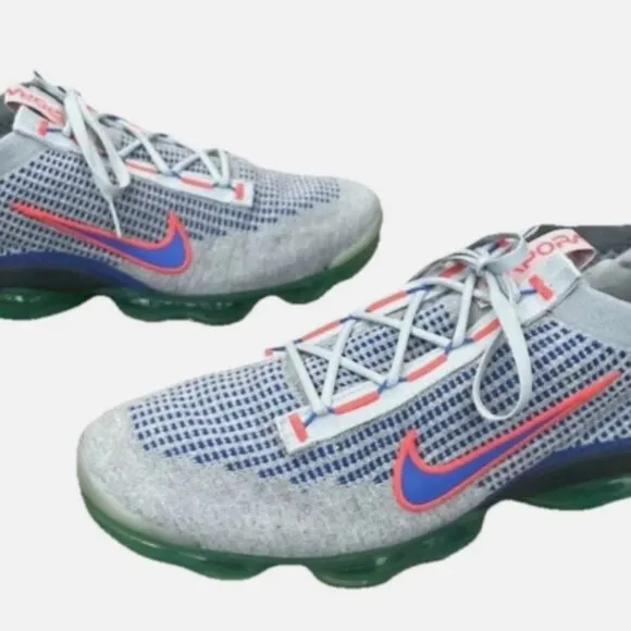Nike Air VaporMax 2021 Flyknit Wolf Grey Medium Blue DQ3974-001 Mens Size 14