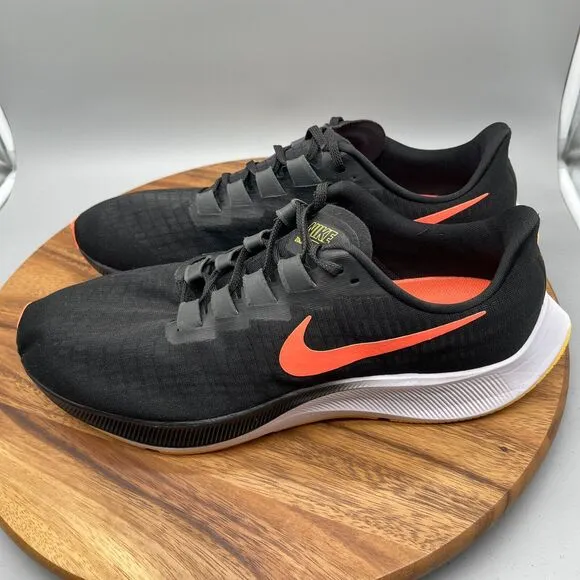 Nike Air Zoom Pegasus 37 Road Running Mens Shoes Black/Bright Mango, BQ9646-010