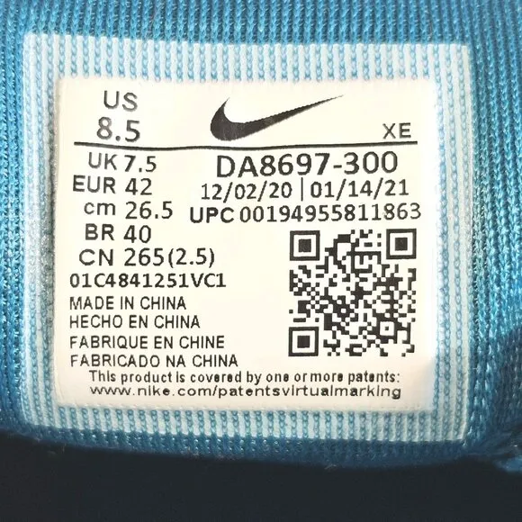 Nike Air Zoom Pegasus Trail 3 Mystic Teal Grey Shoes DA8697-300 - Men's Size 8.5