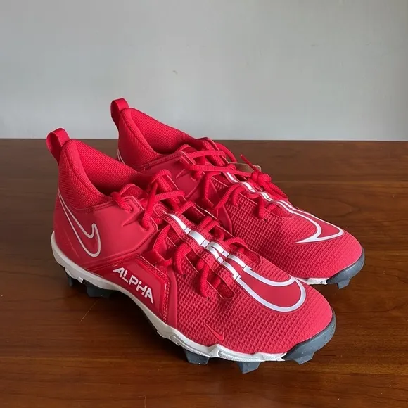 Nike Alpha Menace 3 Shark Football Men’s Cleats Red/White CV0582-616 New