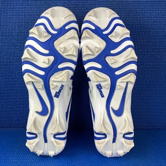NIKE ALPHA MENACE 3 SHARK Men`s Size 12 White Blue Football Cleats CV0582-101