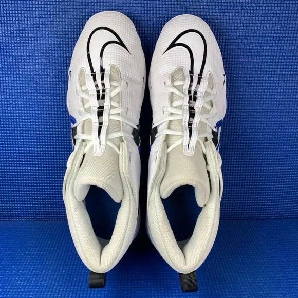 NIKE ALPHA MENACE 3 SHARK Men`s Size 12 White Blue Football Cleats CV0582-101