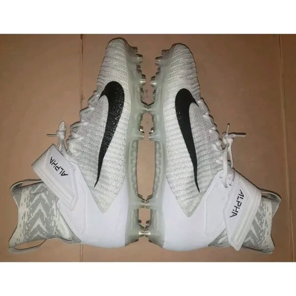 NIKE ALPHA MENACE ELITE 2 FLYKNIT FOOTBALL WHITE MEN'S SIZE 13W Wide NEW