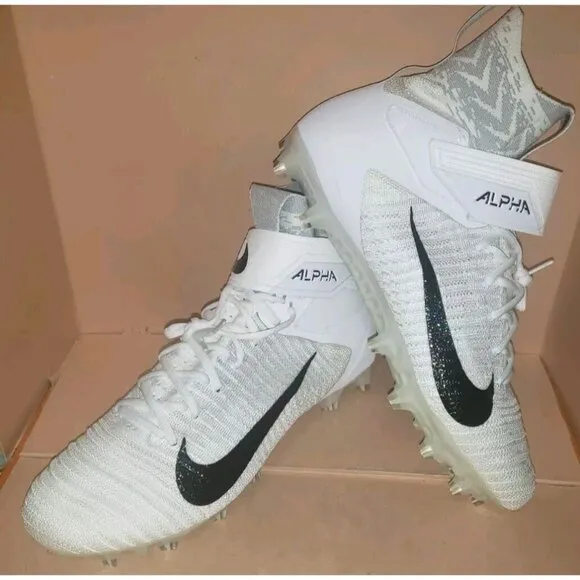 NIKE ALPHA MENACE ELITE 2 FLYKNIT FOOTBALL WHITE MEN'S SIZE 13W Wide NEW