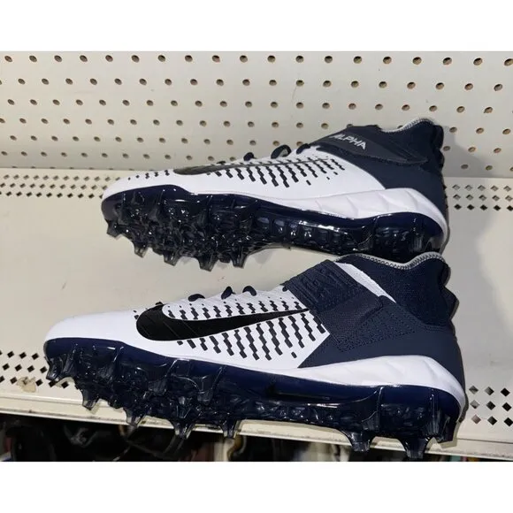 Nike Alpha Menace Pro 2 Mid Mens Football Cleats Size 12.5 Navy Blue White