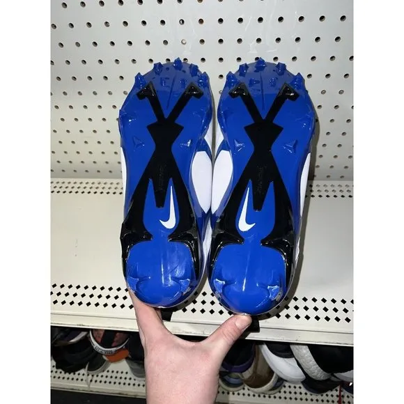Nike Alpha Menace Pro 3 Mens Football Cleats Size 10 White Royal Blue Black