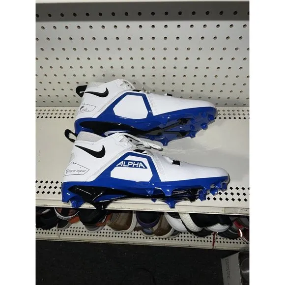 Nike Alpha Menace Pro 3 Mens Football Cleats Size 10 White Royal Blue Black