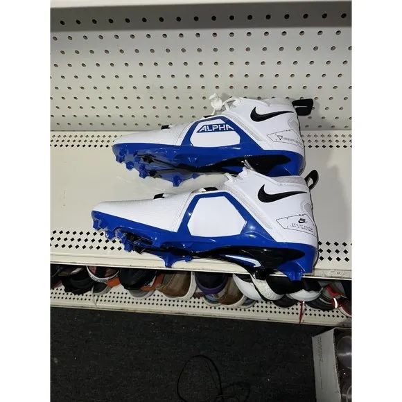 Nike Alpha Menace Pro 3 Mens Football Cleats Size 10 White Royal Blue Black