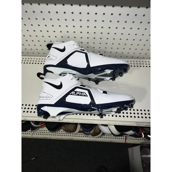 Nike Alpha Menace Pro 3 Mens Football Cleats Size 12 White Navy Blue Black