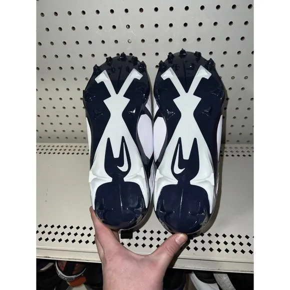 Nike Alpha Menace Pro 3 Mens Football Cleats Size 12 White Navy Blue Black