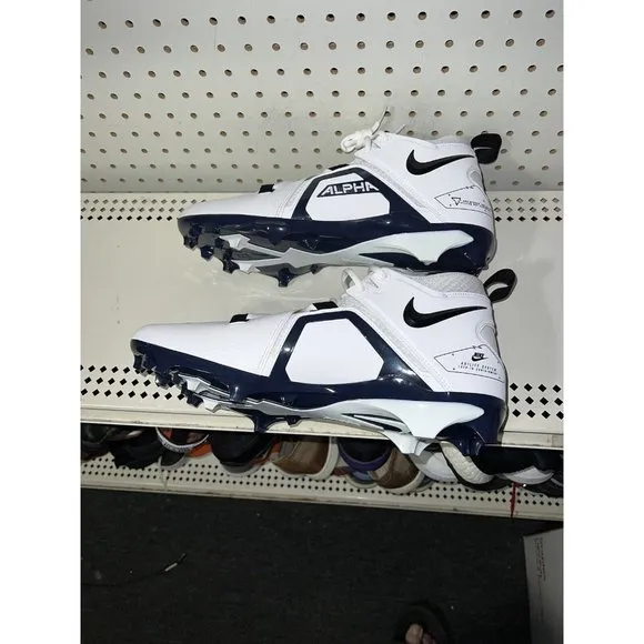 Nike Alpha Menace Pro 3 Mens Football Cleats Size 13 White Navy Blue Black