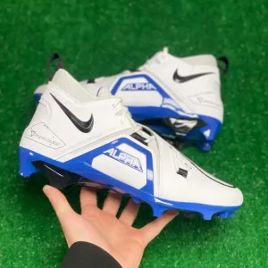 Nike Alpha Menace Pro 3 Mid Men Football Shoe White Blue CT6649-101 NEW Multi Sz