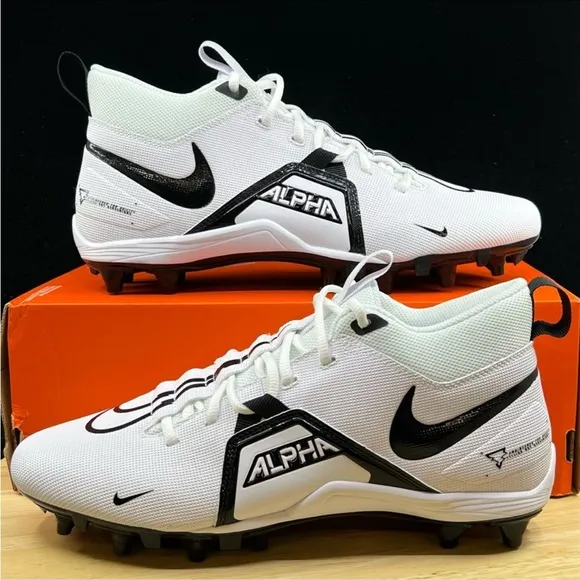Nike Alpha Menace Varsity 3 Football Cleat White Black CV0586-100 Size 8.5‎