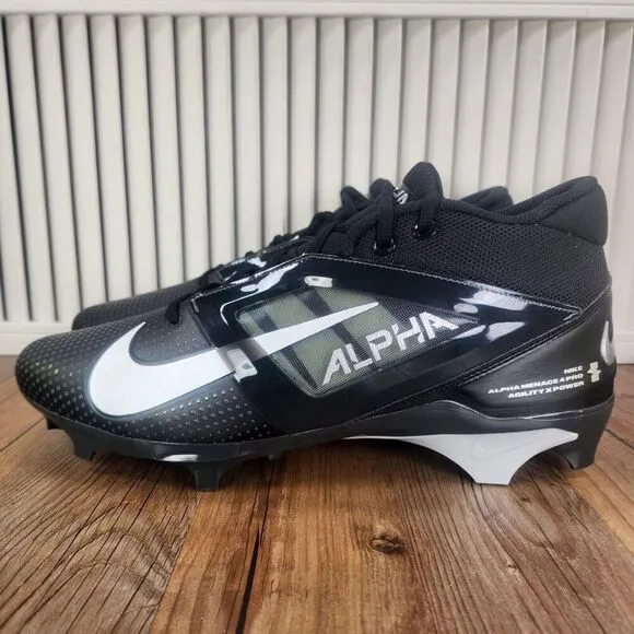 Nike Alpha Menace 4 Pro Football Cleats Men 13 Black Molded Sport FD7037-001 NEW