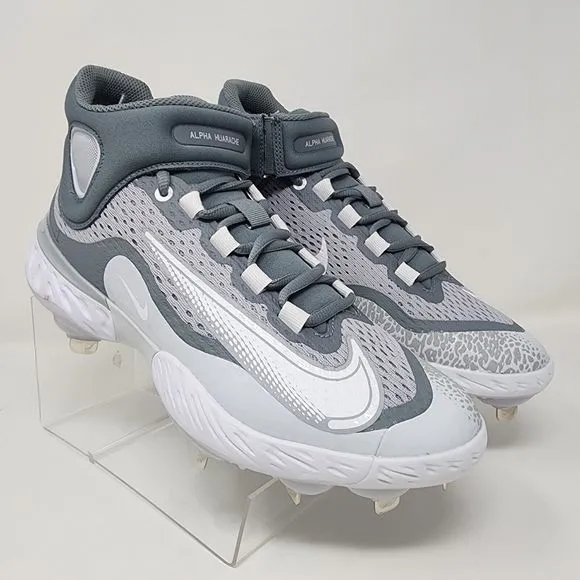 Nike Baseball Cleats Mens 8 Grey Alpha Huarache Elite 4 Logo Spell Out Mid Shoes