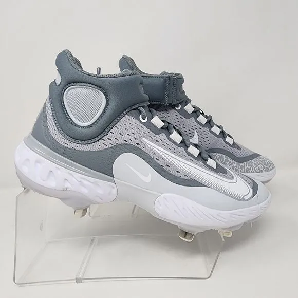 Nike Baseball Cleats Mens 8 Grey Alpha Huarache Elite 4 Logo Spell Out Mid Shoes