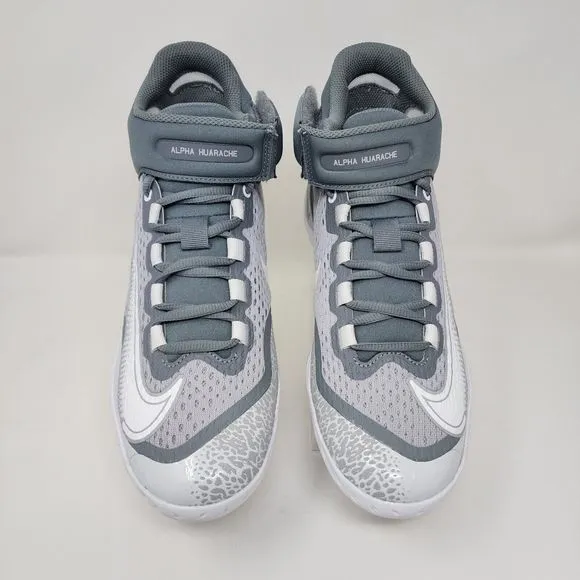 Nike Baseball Cleats Mens 8 Grey Alpha Huarache Elite 4 Logo Spell Out Mid Shoes