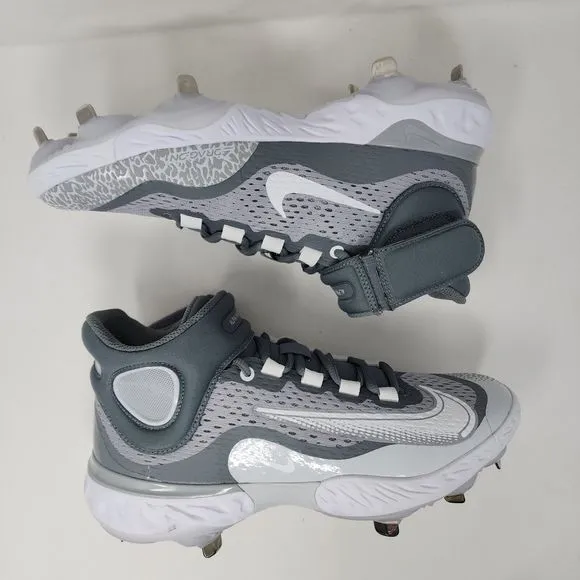 Nike Baseball Cleats Mens 8 Grey Alpha Huarache Elite 4 Logo Spell Out Mid Shoes
