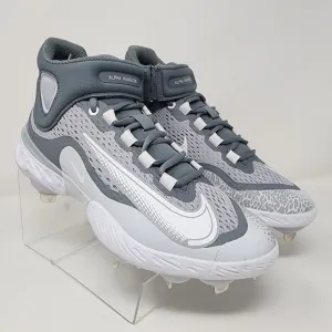 Nike Baseball Cleats Mens 8 Grey Alpha Huarache Elite 4 Logo Spell Out Mid Shoes