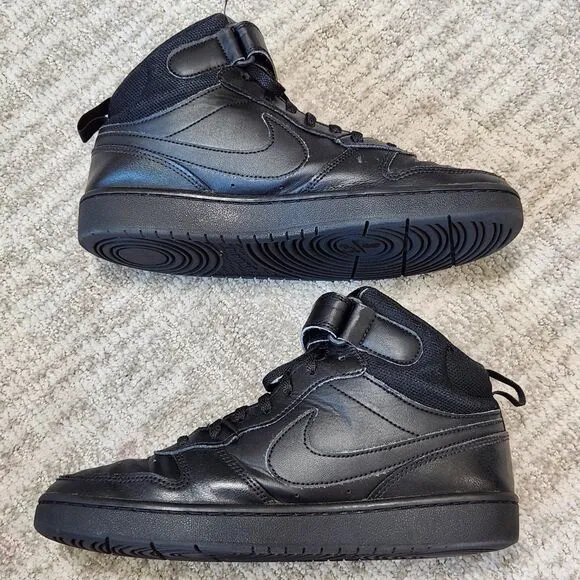 Nike big kids Court Borough Mid 2 sneakers shoes black size 7 youth