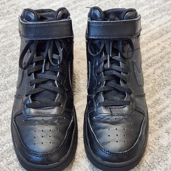 Nike big kids Court Borough Mid 2 sneakers shoes black size 7 youth