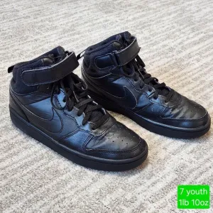 Nike big kids Court Borough Mid 2 sneakers shoes black size 7 youth