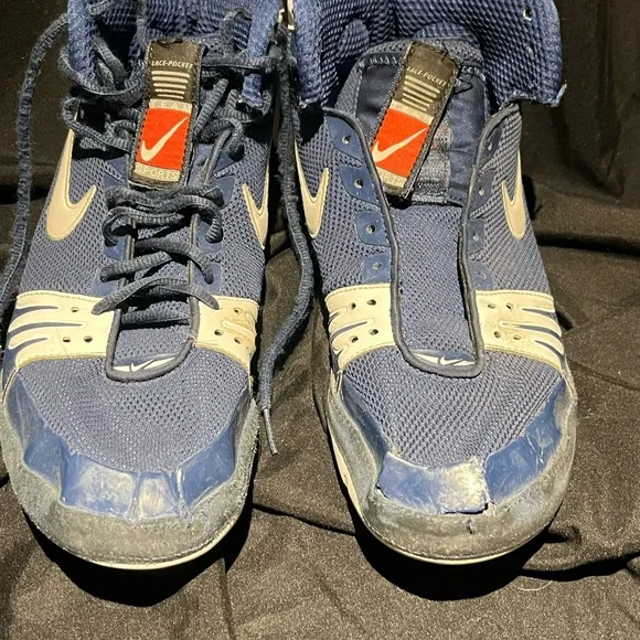 Nike Blue and Cream Freaks Wrestling Shoes