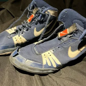 Nike Blue and Cream Freaks Wrestling Shoes