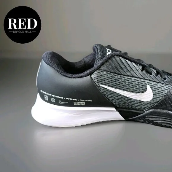 Nike Court Air Zoom Vapor Pro 2 Tennis Shoes Black White DV2024-001 - Women's 12