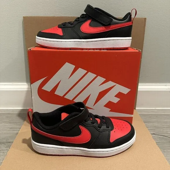 Nike Court Borough Low 2 Pre-School Kids (Size 3Y) Black/Red (BQ5451 007)