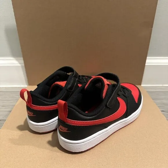 Nike Court Borough Low 2 Pre-School Kids (Size 3Y) Black/Red (BQ5451 007)